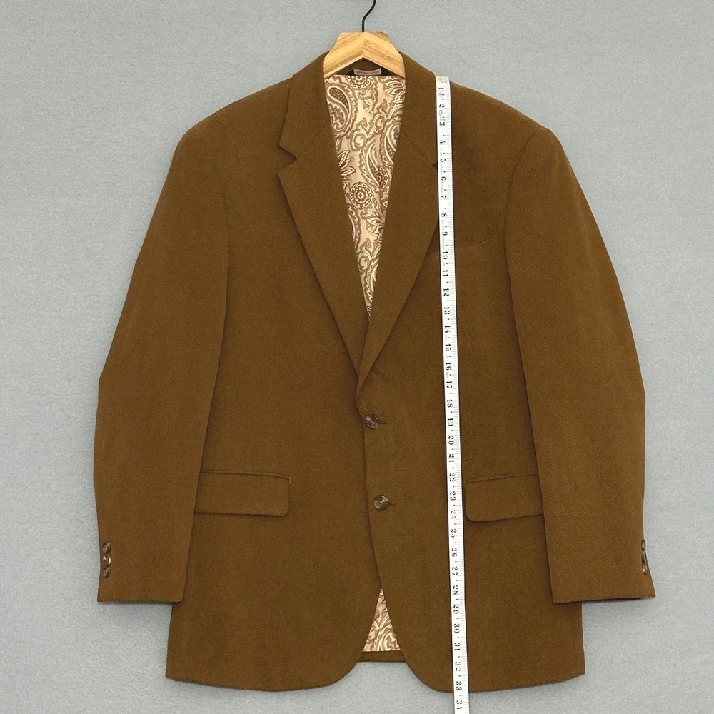 Alan Flusser Mens Jacket 44R Cognac Brown Textured Twill 2 Button Sport Coat